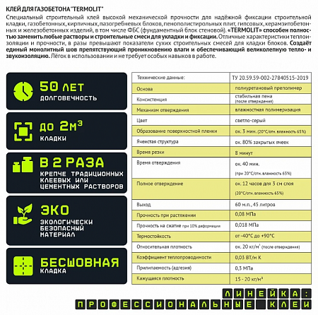 Клей для газобетона ТЕРМОЛИТ