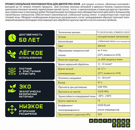 Монтажная пена для дверей профессиональная